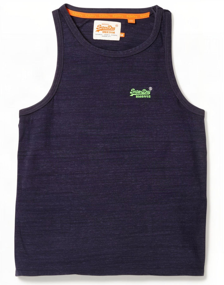 Canotta da uomo Superdry in cotone chiazzato medio blu navy