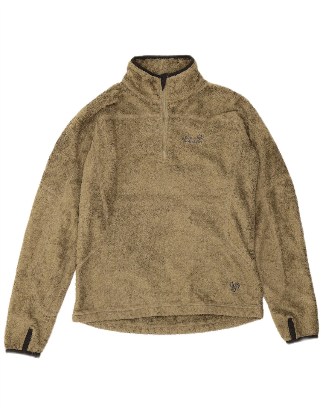 Maglione in pile da donna con collo con zip Jack Wolfskin UK 10 piccolo poliestere kaki