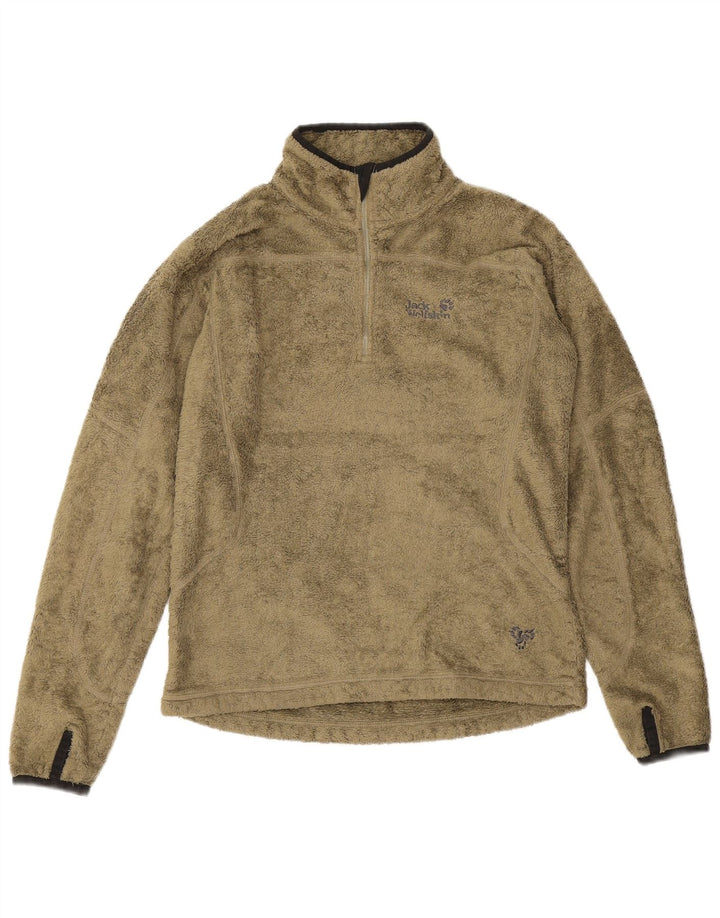 Maglione in pile da donna con collo con zip Jack Wolfskin UK 10 piccolo poliestere kaki