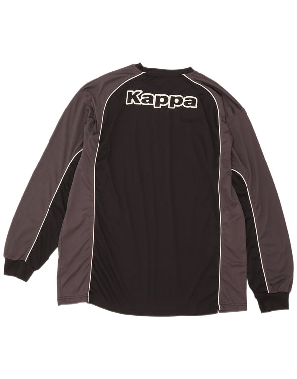 Top grafico da uomo Kappa manica lunga 3XL Nero Colourblock Poliammide