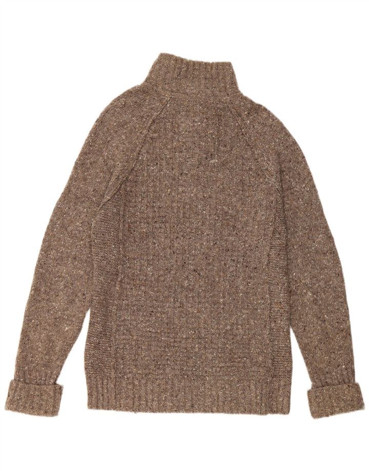 FAT FACE Maglione da uomo con collo a bottoni Piccolo lana screziata grigia