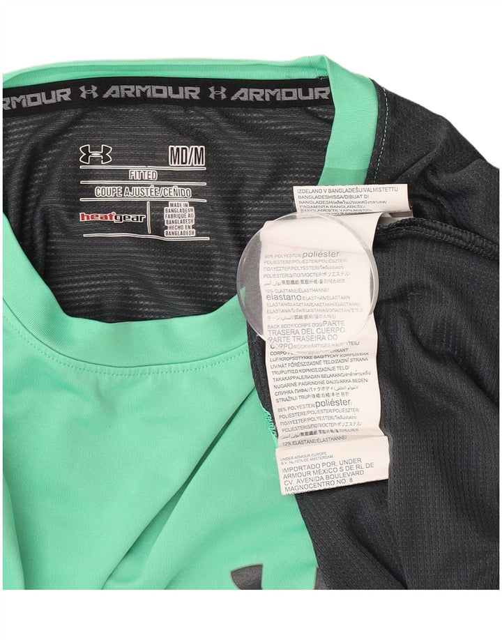 Maglietta Under Armour da uomo Heat Gear Top in poliestere color block verde medio