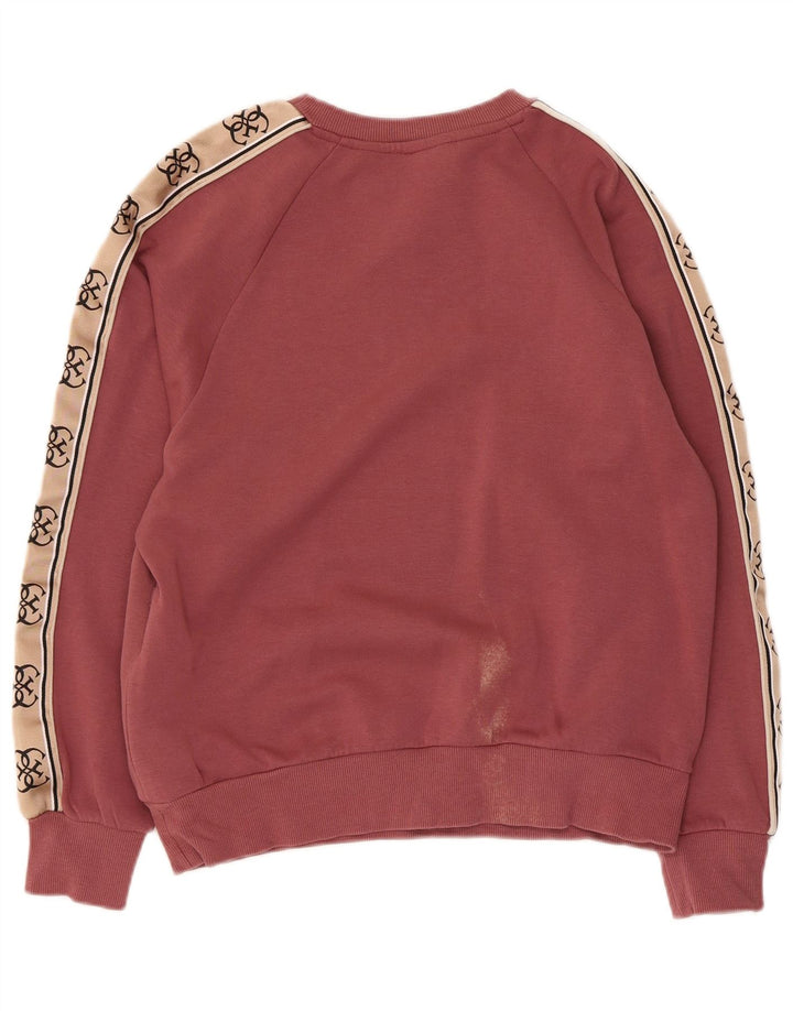 Guess Felpa con grafica da donna Maglione UK 10 Small Pink Colourblock