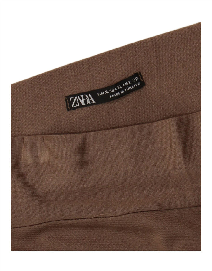Pantaloni casual a gamba larga da donna ZARA XL W32 L28 Marrone