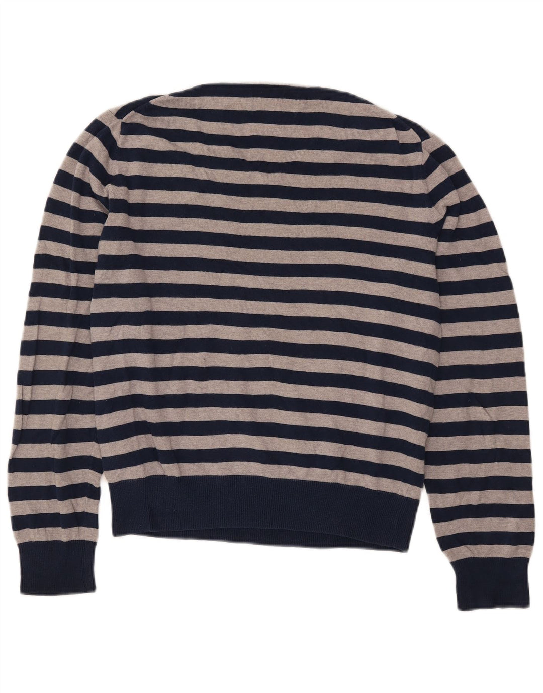 Maglione maglione da uomo con scollo a V ADIDAS piccolo in cotone a righe blu navy