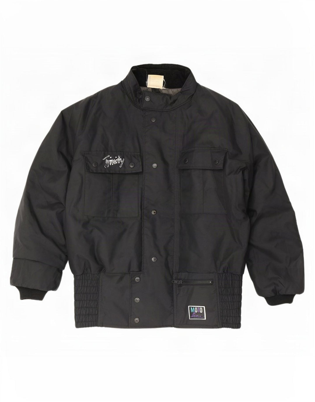 Vintage Mens Racer Jacket UK 40 Large Black Colourblock