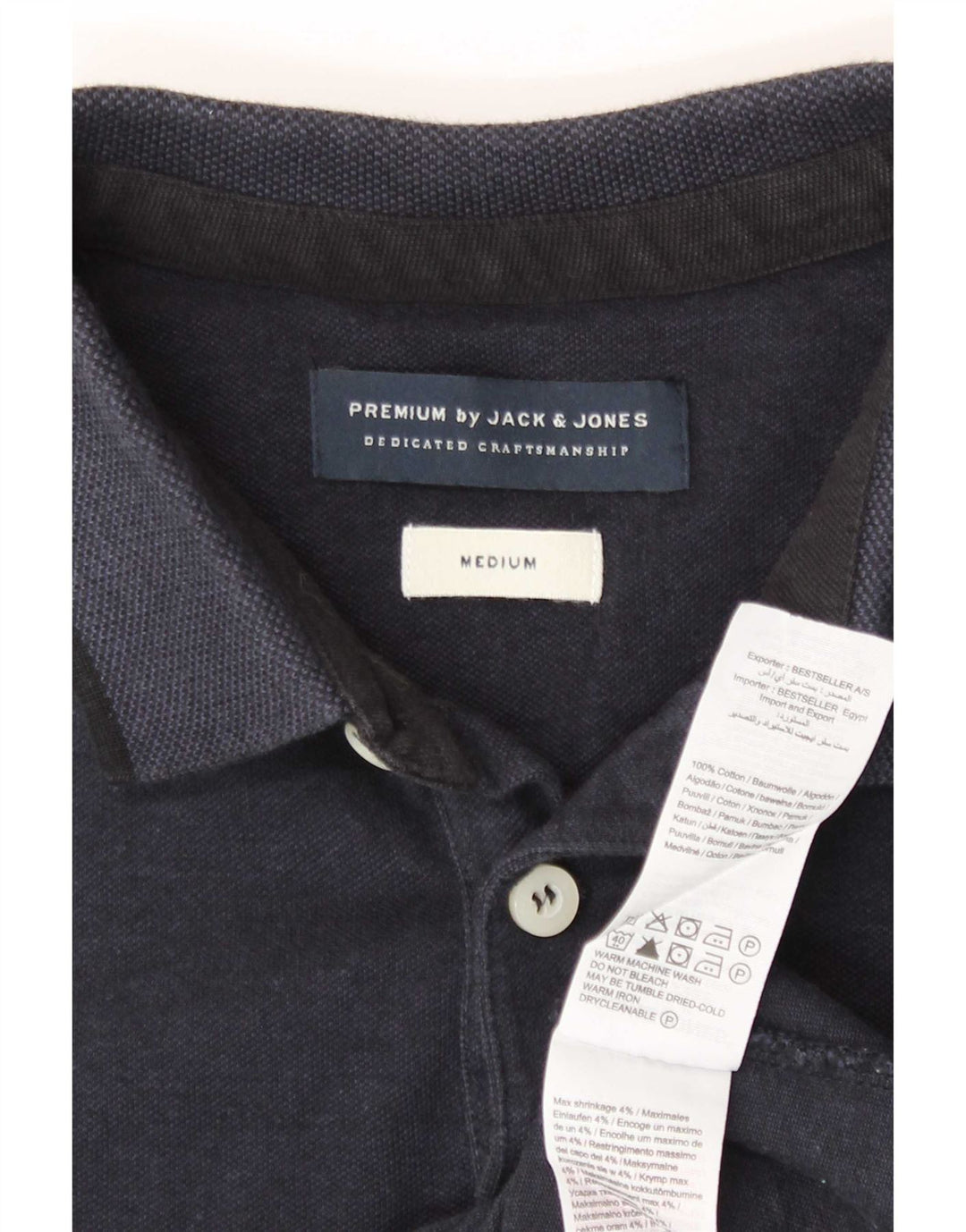 Jack & Jones Mens Polo Shirt Medium Navy Blue Cotton