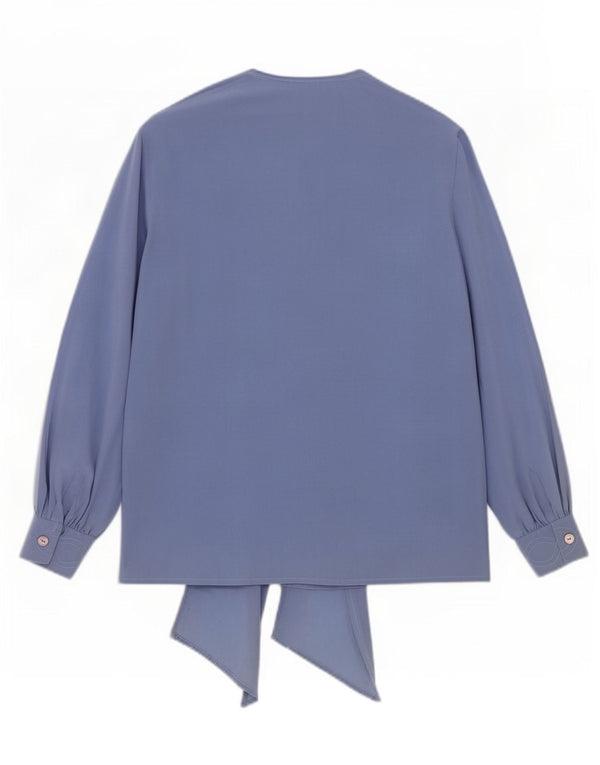 Cherie Womens Front Tie Shirt Blouse EU 42/44 Large Blue Silk