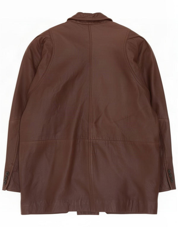 Giacca in pelle oversize da donna vintage EU 38 Marrone medio