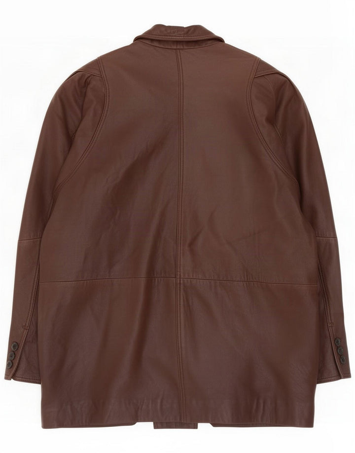 Giacca in pelle oversize da donna vintage EU 38 Marrone medio