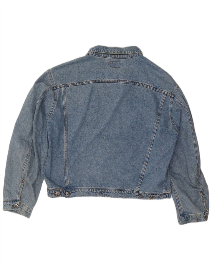 Giacca di jeans vintage da donna UK 20 2XL cotone blu