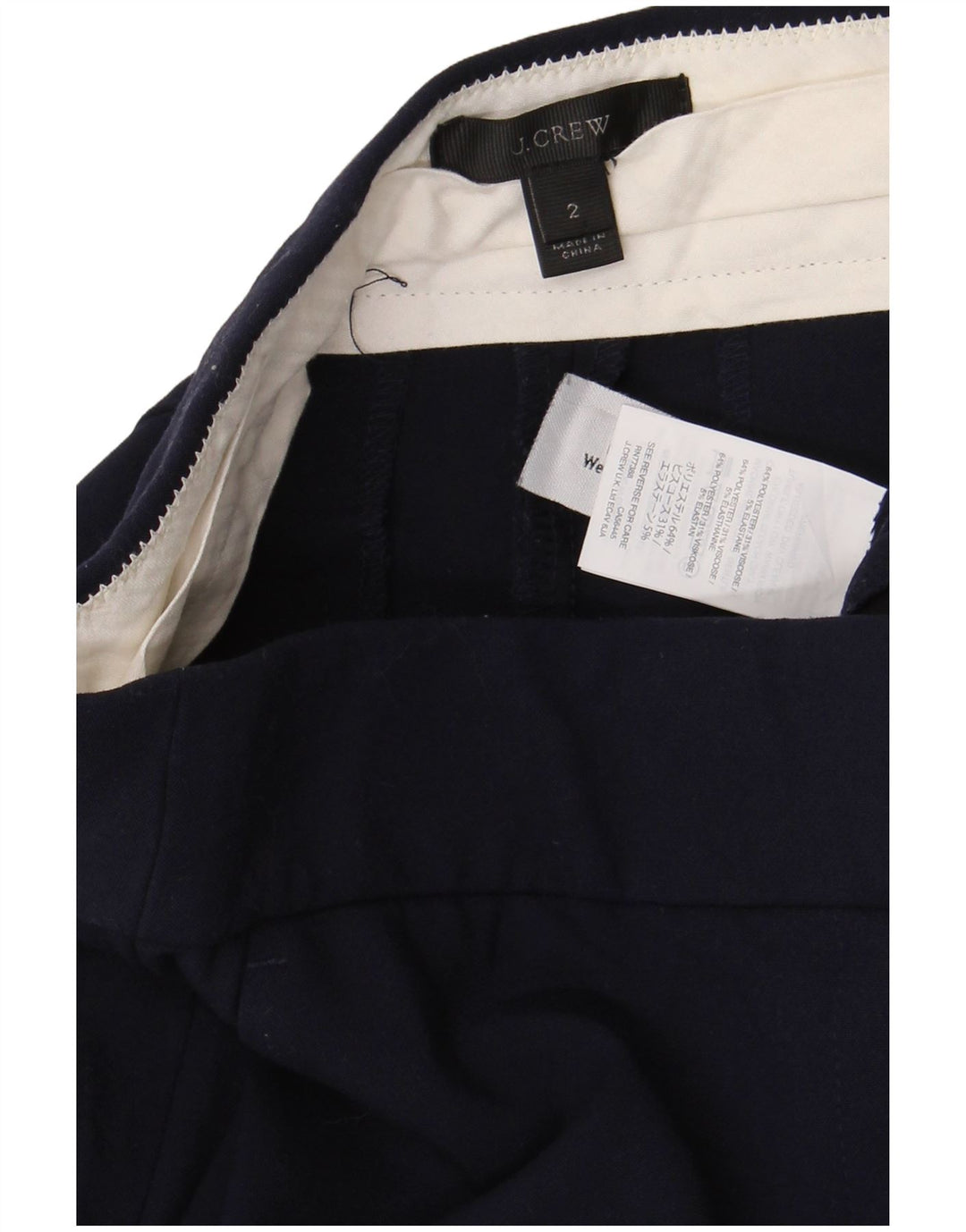 Pantaloni chino dritti da donna J. Crew US 2 XS W28 L32 poliestere blu navy