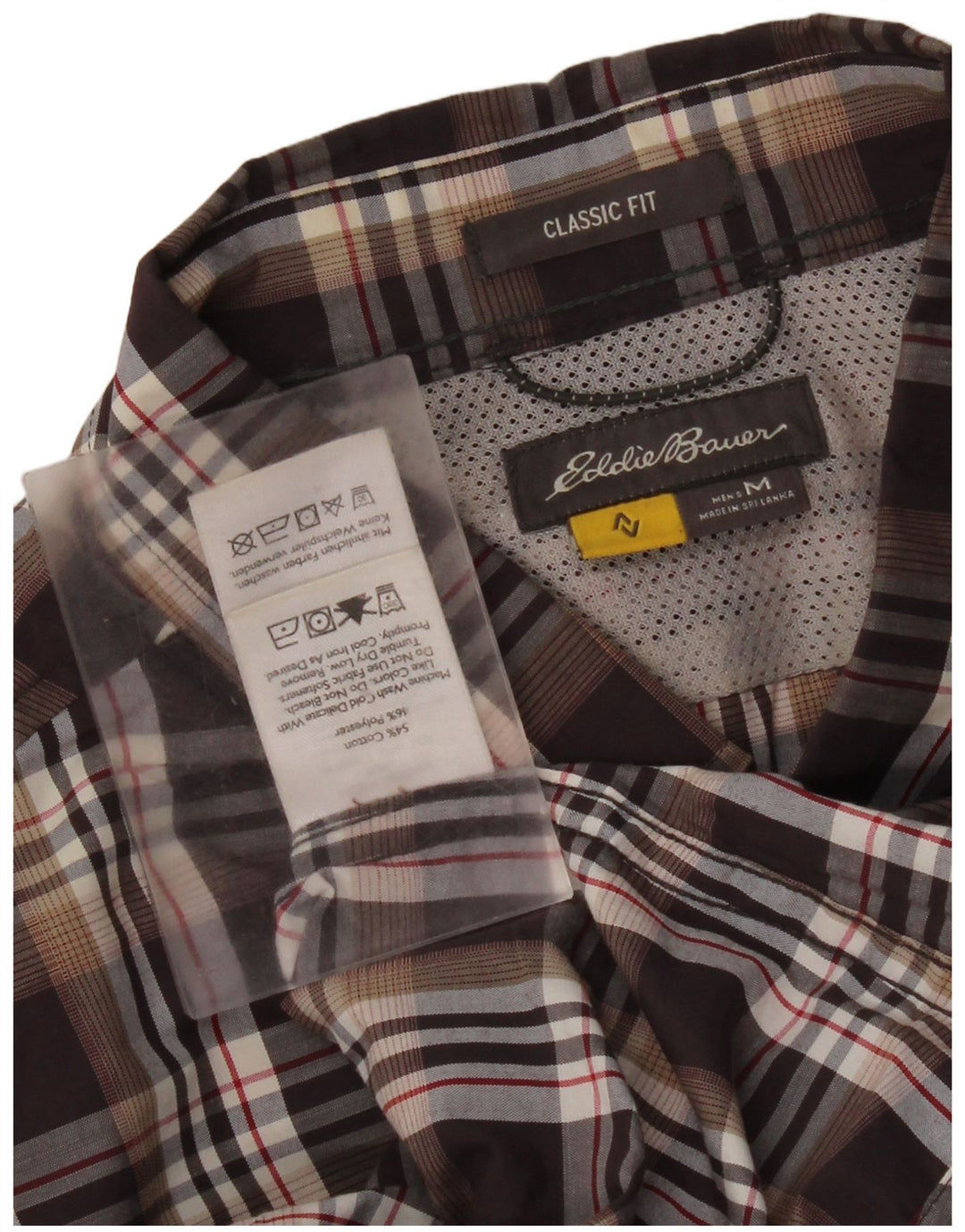Camicia da uomo Eddie Bauer vestibilità classica in cotone a quadri marrone medio