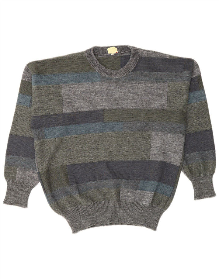 Maglione vintage da uomo girocollo IT 46 piccolo blocco di colori multicolore