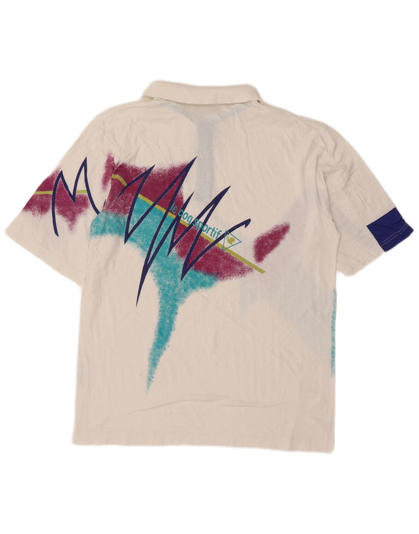 Polo grafica da uomo Le Coq Sportif UK 42/44 grande cotone bianco