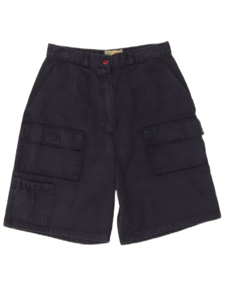 Pantaloncini cargo bermuda da donna vintage IT 44 medi W28 cotone blu navy