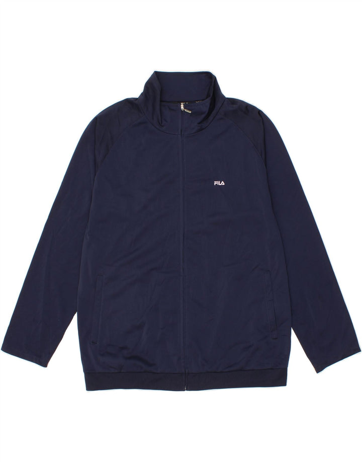 FILA Womens Tracksuit Top Jacket UK 14 Large Navy Blue Polyester Vintage Fila and Second-Hand Fila from Messina Hembry 