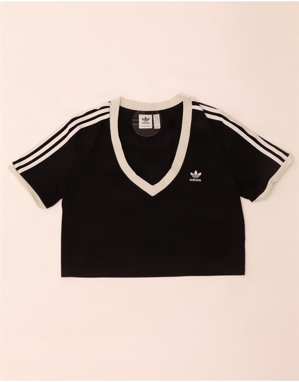 Adidas Womens Crop T-Shirt Top UK 18 XL Black Cotton