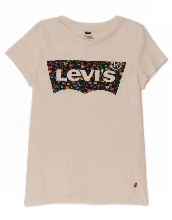 T-shirt grafica da donna Levi's Top UK 6 XS cotone bianco