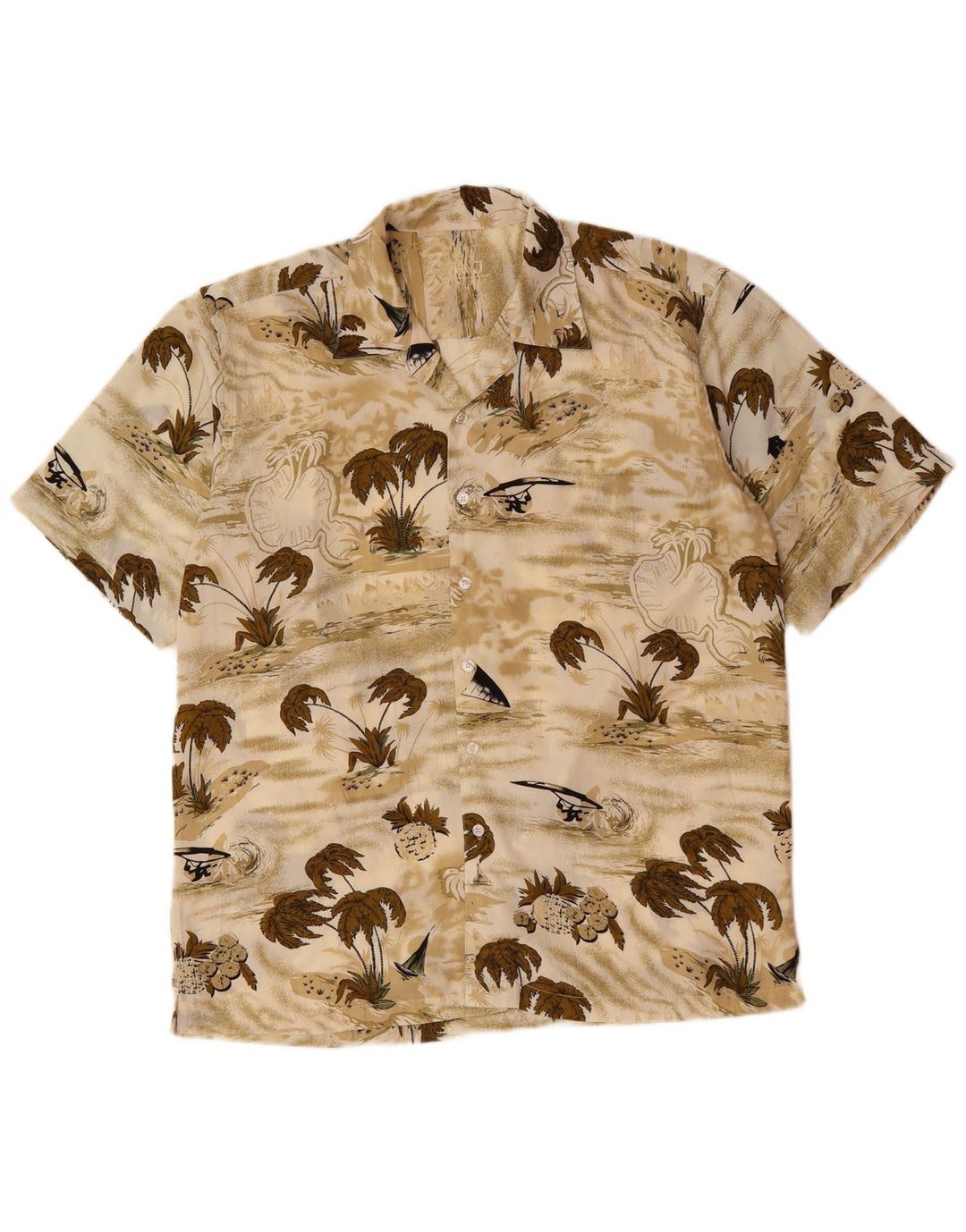 JACK & JONES Camicia a maniche corte da uomo grande hawaiana beige