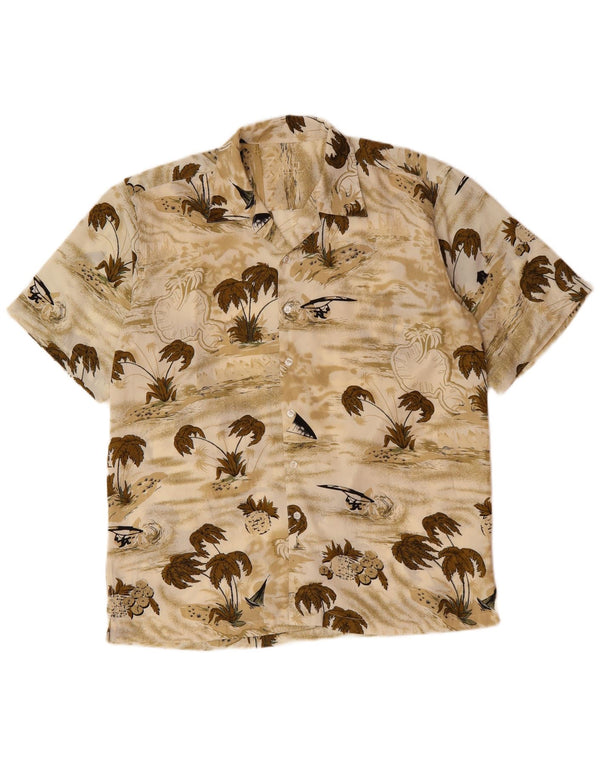 JACK & JONES Camicia a maniche corte da uomo grande hawaiana beige