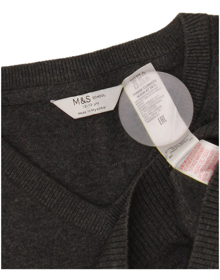 Maglione Marks & Spencer per ragazzi con scollo a V 12-13 anni in cotone grigio