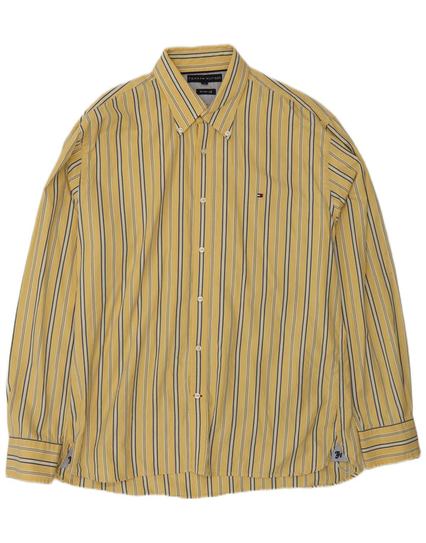 Camicia da uomo Regular Fit Tommy Hilfiger XL in cotone a righe gialle