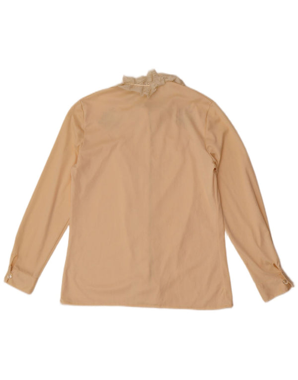 Camicetta camicia vintage da donna IT 46 grande floreale beige