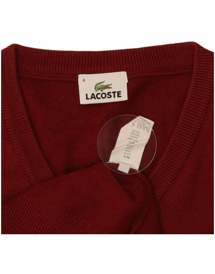 Maglione maglione da uomo con scollo a V Lacoste taglia 4 grande lana rossa