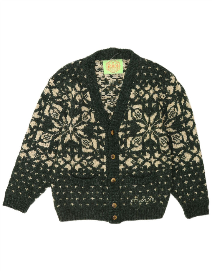 Maglione cardigan da uomo Foxhound verde medio Fair Isle