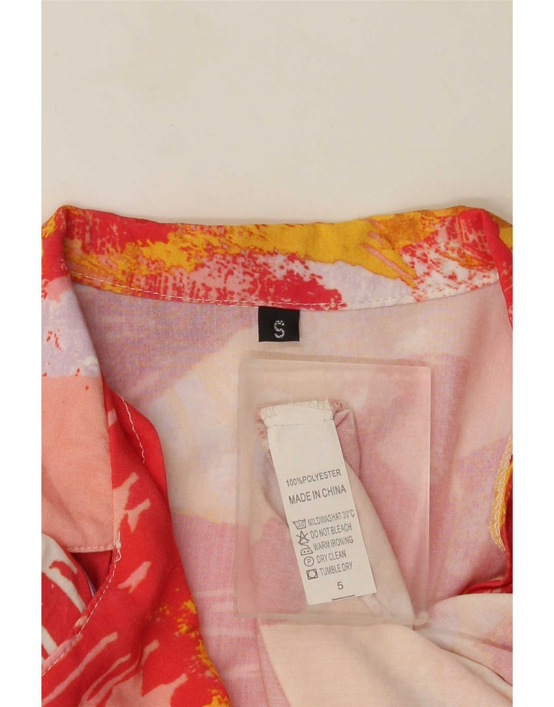 Camicetta camicia vintage da donna con motivo astratto UK 10 piccola multicolore