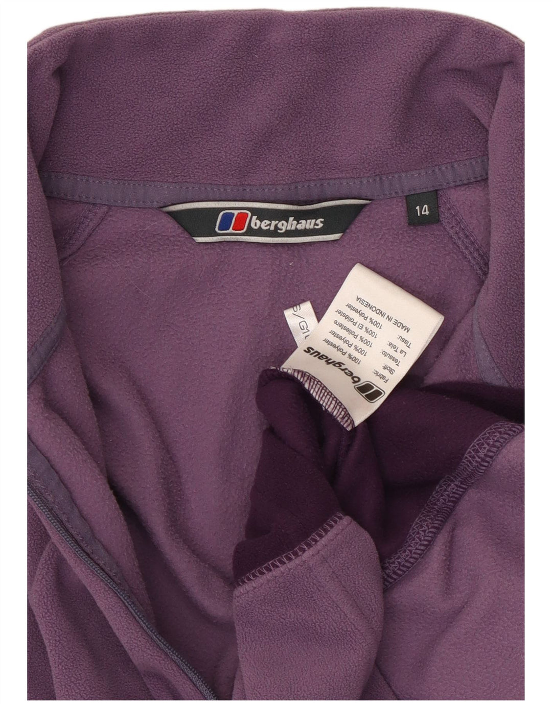 Maglione in pile da donna con collo e zip BERGHAUS UK 14 Large Purple Colourblock