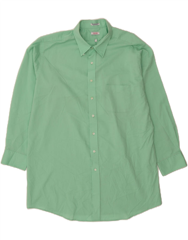 IZOD Mens Regular Fit Shirt Size 18 1/2 2XL Green Cotton Vintage Izod and Second-Hand Izod from Messina Hembry 