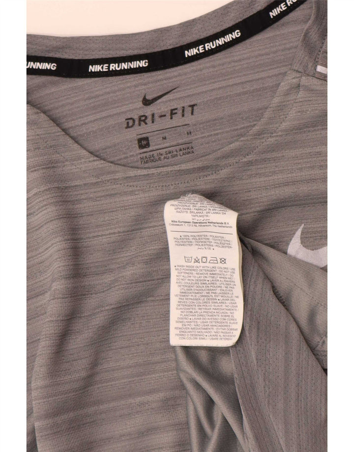 T-shirt Nike Dri Fit da uomo in poliestere a righe grigio medio