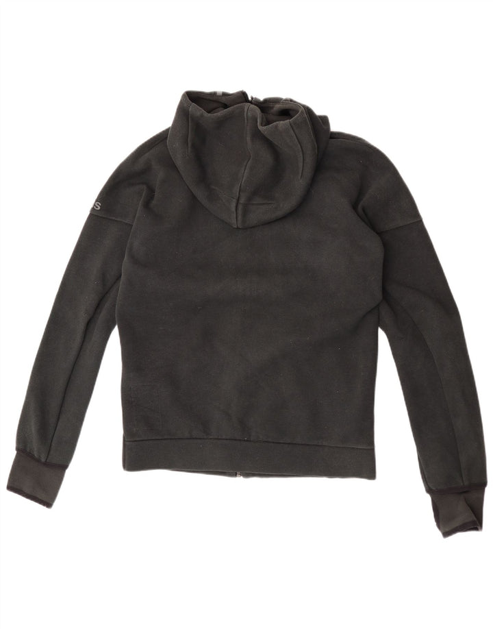 Maglione con cappuccio e zip grafica da uomo Adidas piccolo in poliestere nero