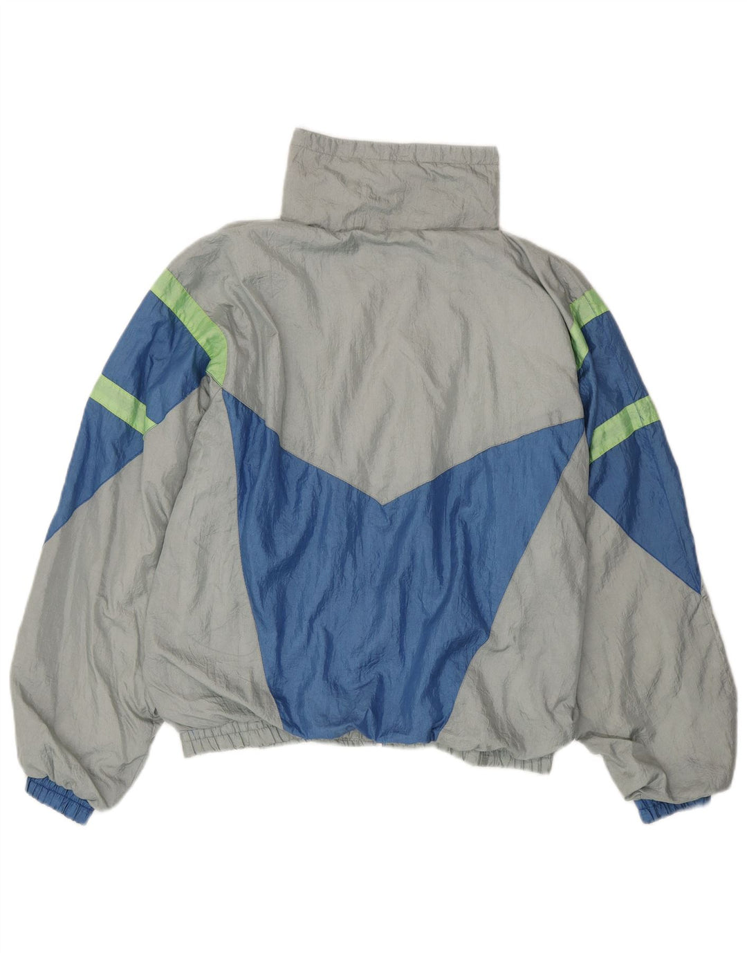 Tuta intera vintage da uomo grande in nylon color block grigio