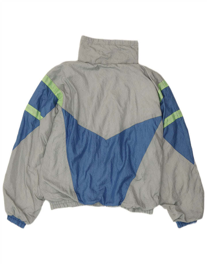 Tuta intera vintage da uomo grande in nylon color block grigio