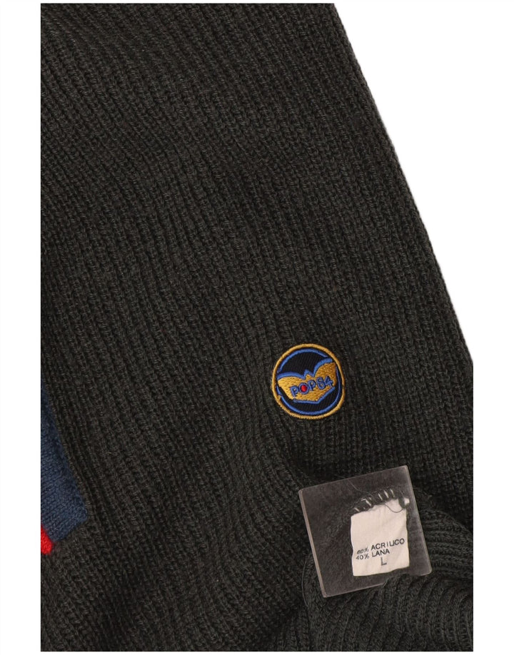 POP 84 Maglione da uomo con collo alto e maglione grande in acrilico color block grigio