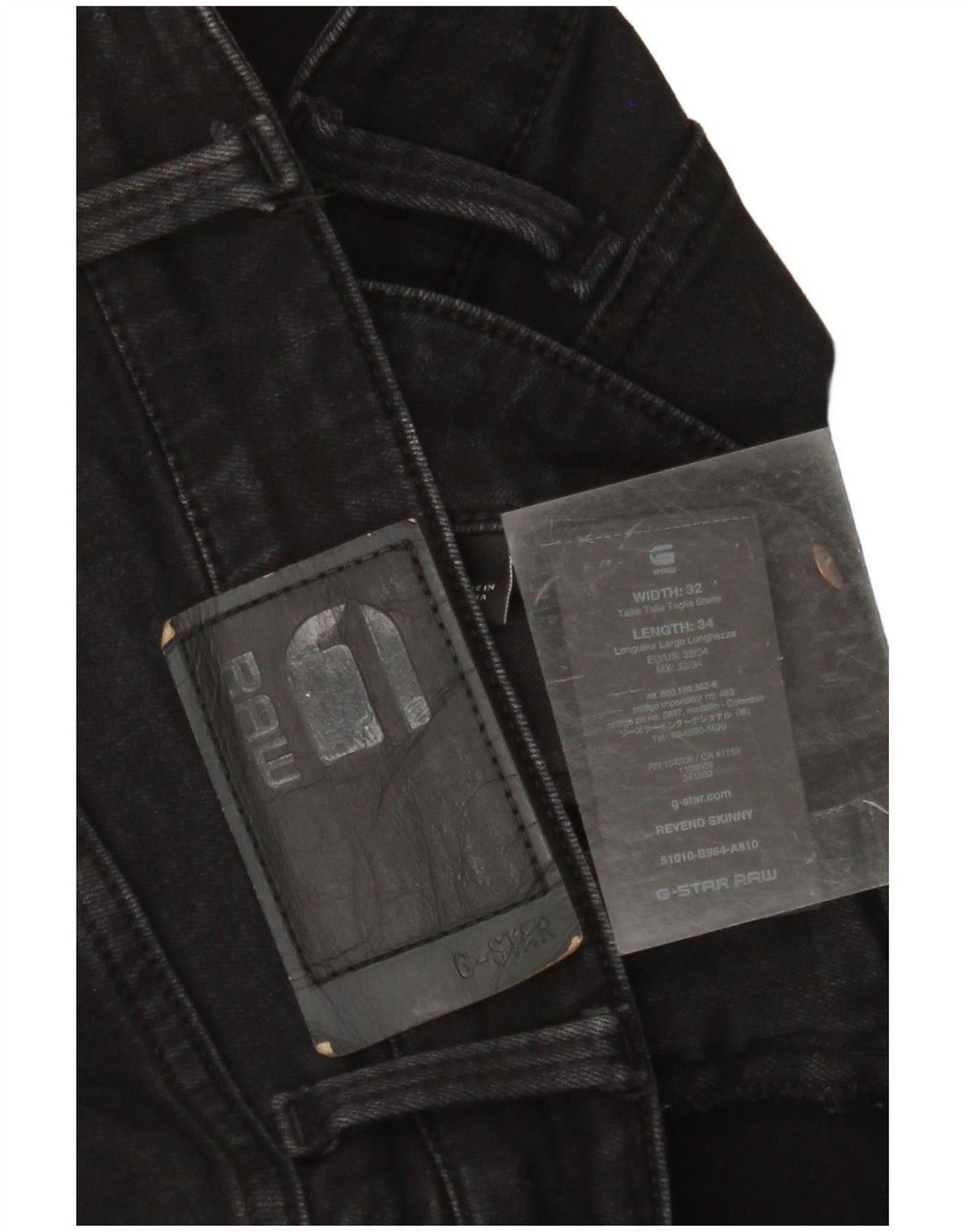 Jeans skinny Revend da uomo G-STAR W32 L34 cotone nero