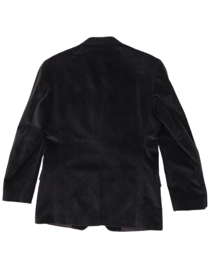 RETRO Giacca blazer in velluto da uomo a 4 bottoni IT 48 cotone blu navy medio