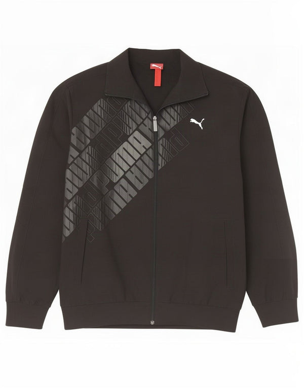 Puma Mens Graphic Tracksuit Top Jacket Large Black Polyester