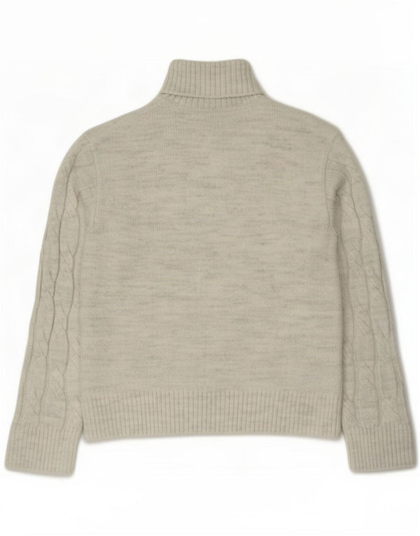 Maglione maglione a collo alto da donna Marks & Spencer UK 10 piccolo acrilico grigio