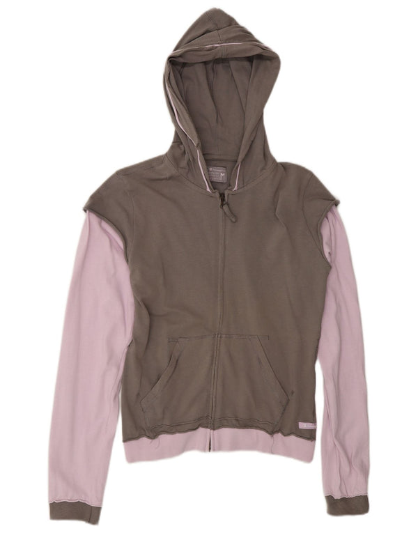 Maglione con cappuccio e zip corta da donna Champion UK 12 Blocco colore grigio medio
