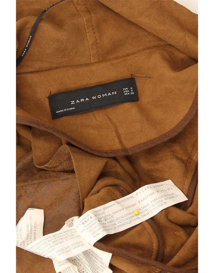 Giubbotto bomber da donna in ecopelle Zara UK 10 piccolo poliestere marrone