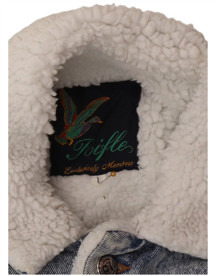 Parfois Giacca da uomo in denim sherpa UK 40 grande cotone blu