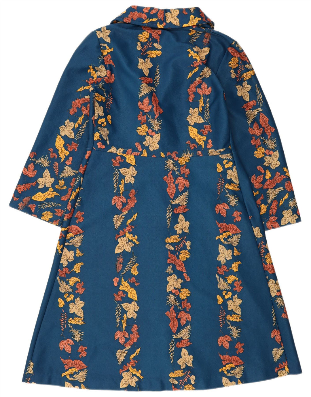 Abito vintage da donna a vestaglia UK 14 blu medio floreale