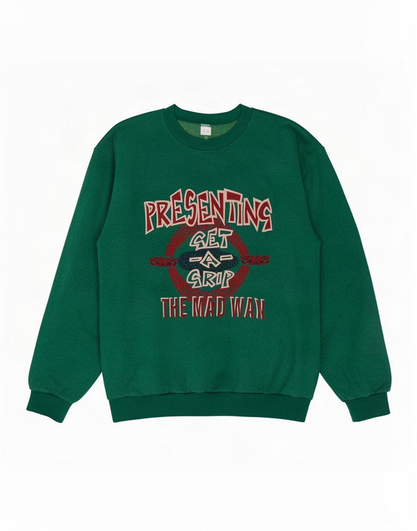 Felpa grafica da uomo vintage maglione XL cotone verde