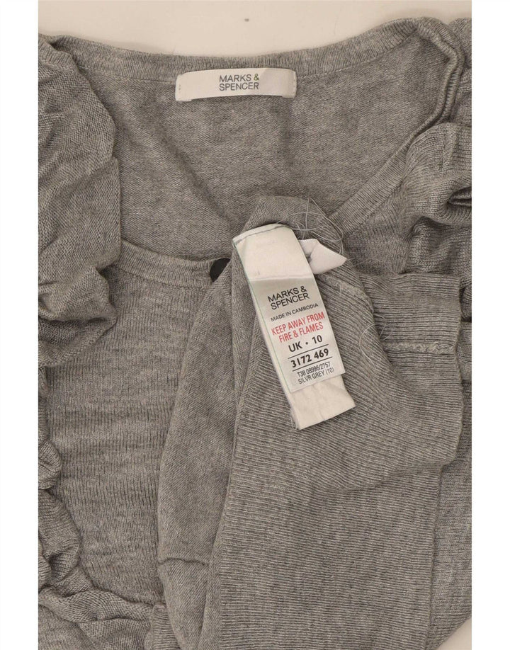Maglione cardigan da donna Marks & Spencer UK 10 piccolo grigio chiazzato