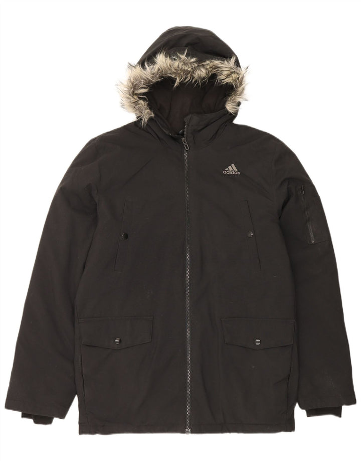 Giacca Parka con cappuccio da uomo Adidas UK 36 Small nylon nero