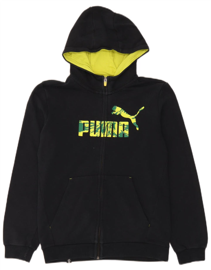 Felpa con cappuccio e zip grafica Puma da ragazzo 13-14 anni Nera
